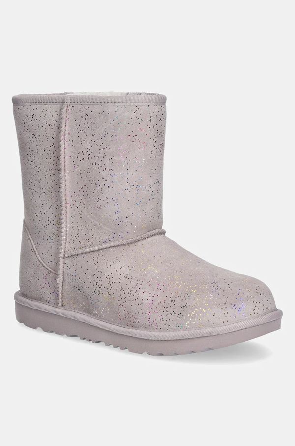 Ugg Otroške snežke iz semiša UGG KIDS CLASSIC II SHIMMER SKY roza barva, 1157708K