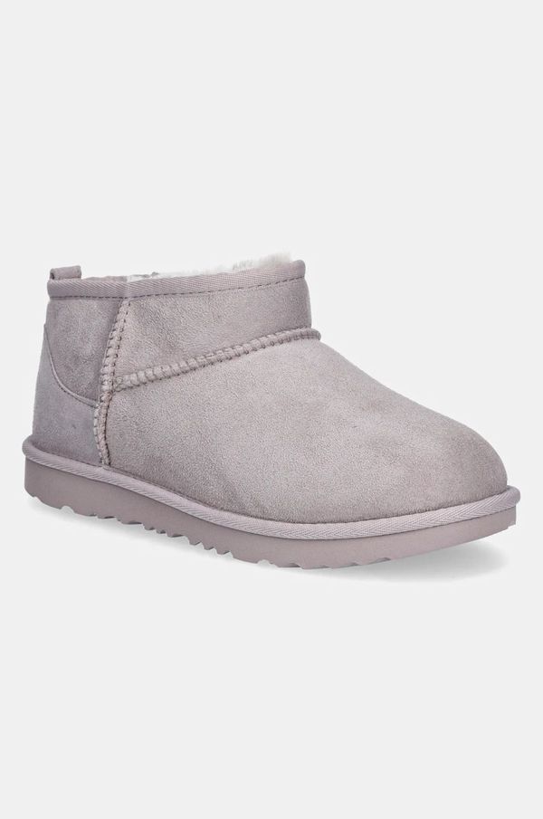 Ugg Otroške snežke iz semiša UGG KIDS CLASSIC ULTRA MINI roza barva, 1130750K