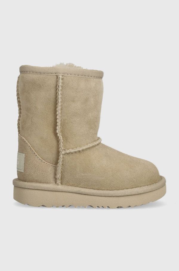 Ugg Otroške snežke iz semiša UGG T CLASSIC II bež barva