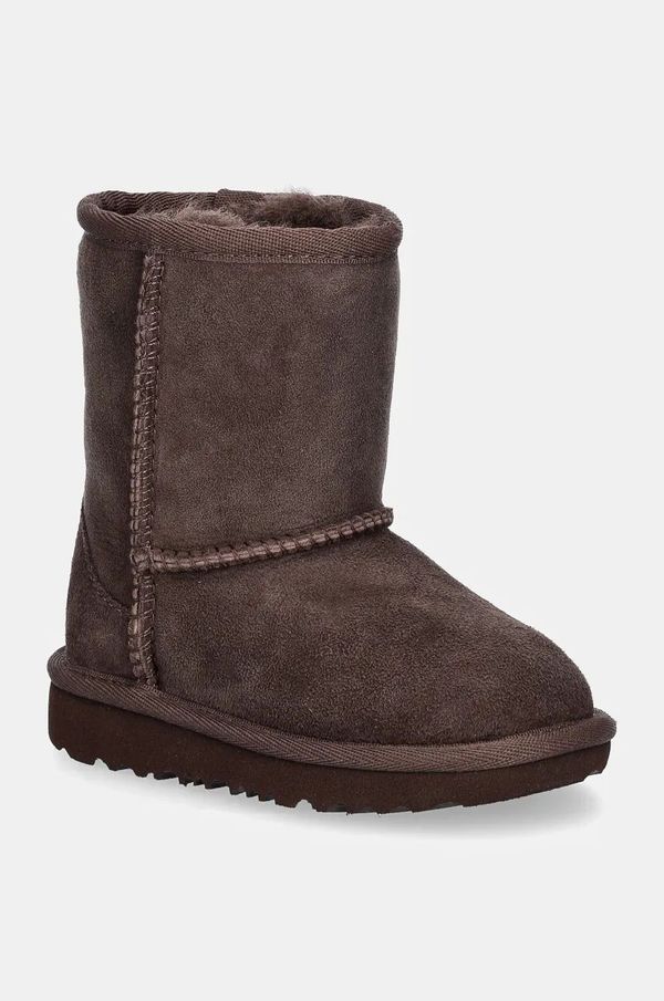 Ugg Otroške snežke iz semiša UGG T CLASSIC II rjava barva