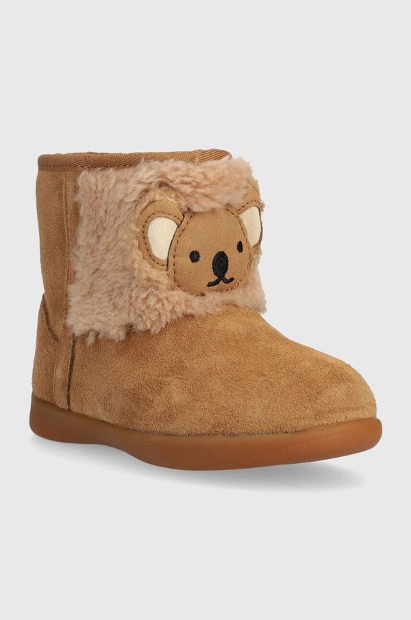 Ugg Otroške snežke iz semiša UGG T KOALA STUFFIE bež barva