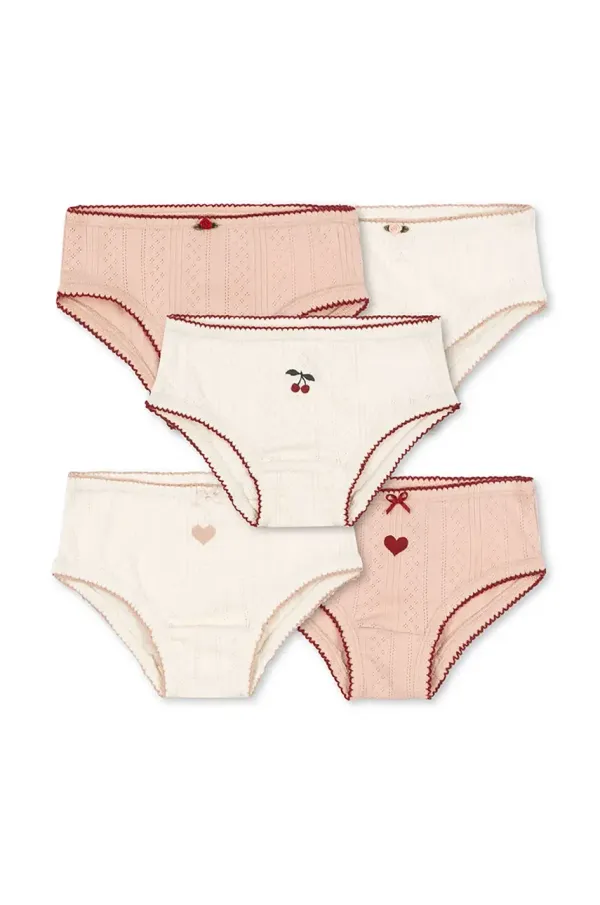 Konges Sløjd Otroške spodnje hlače Konges Sløjd MINNA 5 PACK GIRL UNDERPANTS GOTS 5-pack bež barva, KS102816