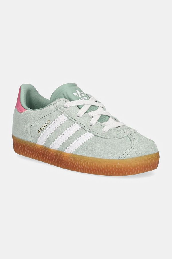 adidas Originals Otroške superge iz semiša adidas Originals GAZELLE CF EL zelena barva, IH2782