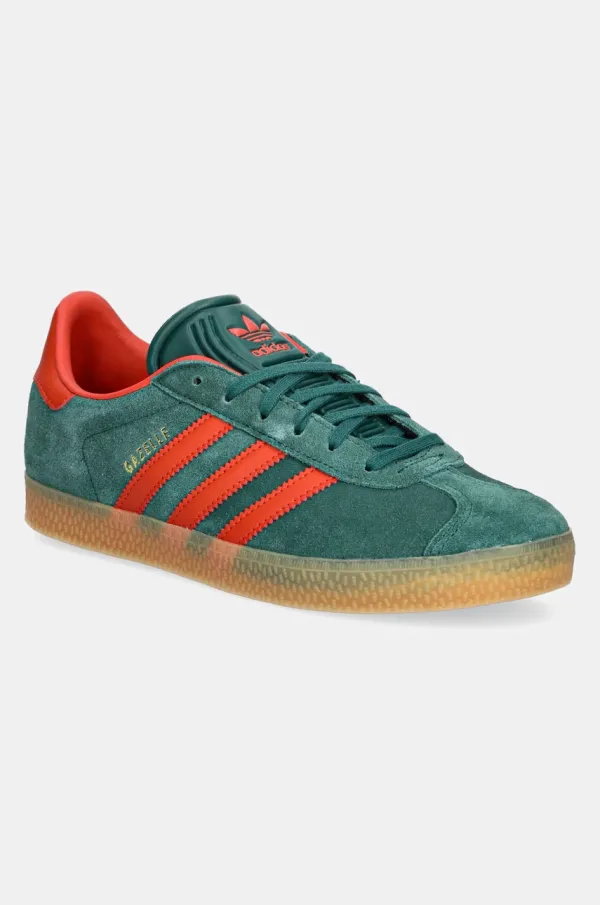 adidas Originals Otroške superge iz semiša adidas Originals GAZELLE zelena barva, IE8604