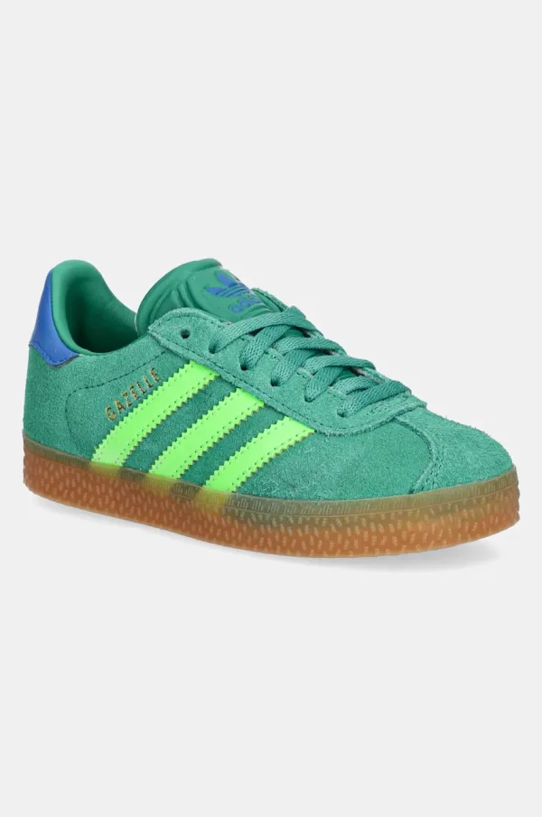 adidas Originals Otroške superge iz semiša adidas Originals GAZELLE zelena barva, JP7132