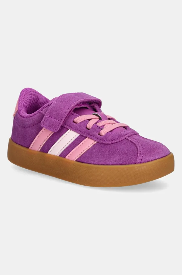 adidas Otroške superge iz semiša adidas VL COURT 3.0 vijolična barva, JH6316