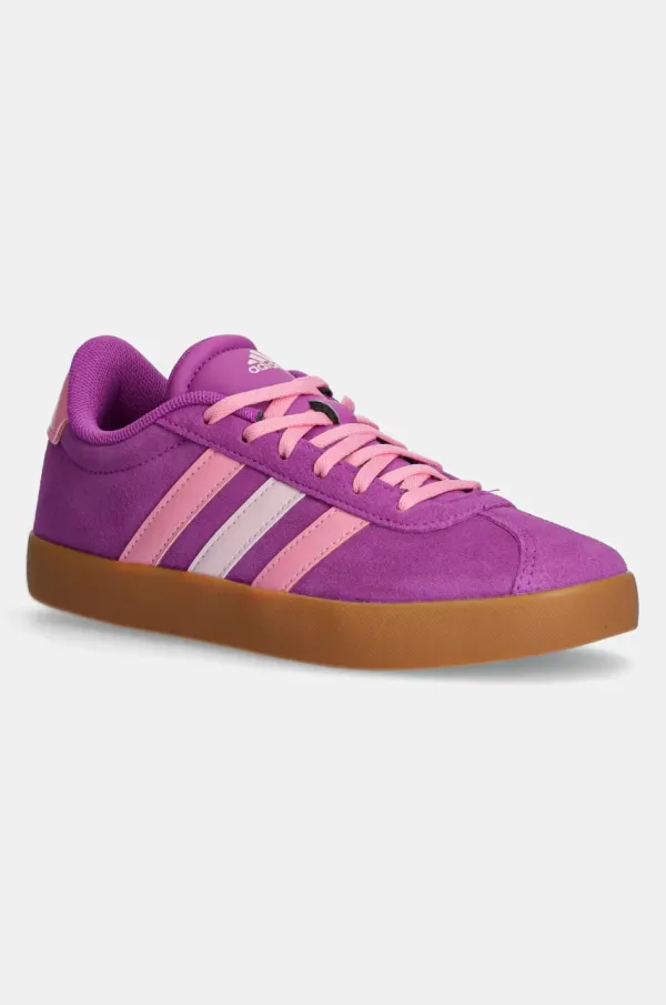 adidas Otroške superge iz semiša adidas VL COURT 3.0 vijolična barva, JH8726