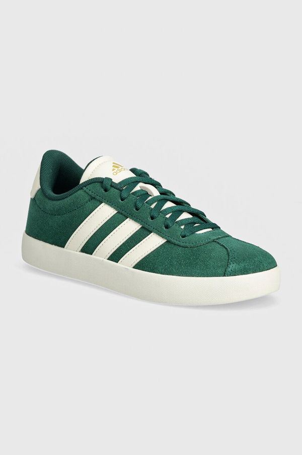 adidas Otroške superge iz semiša adidas VL COURT 3.0 zelena barva, ID6309