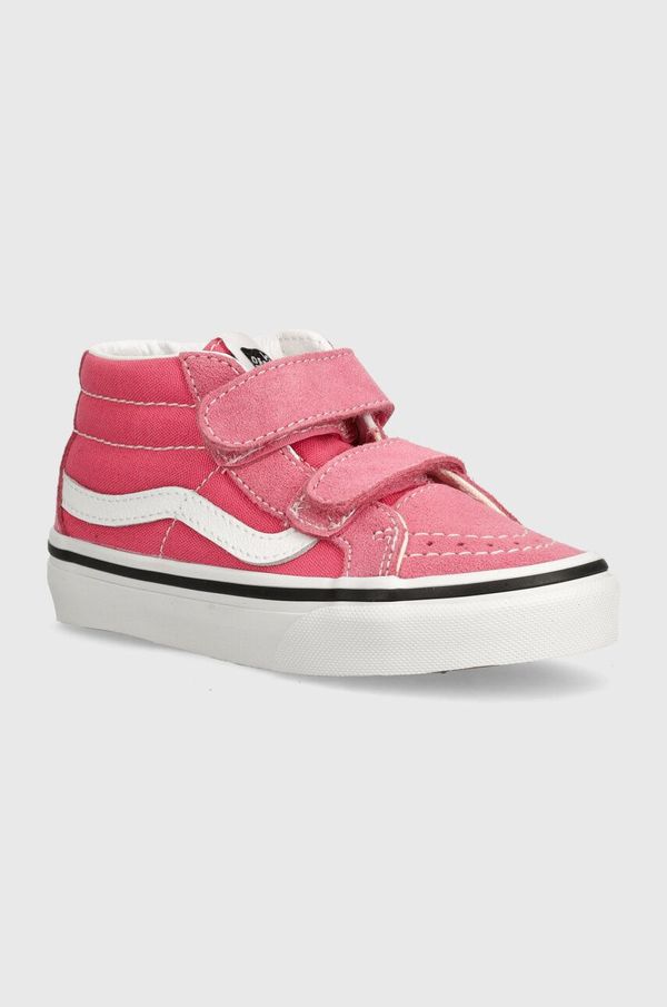 Vans Otroške superge iz semiša Vans SK8-Mid Reissue roza barva, VN000CZ5CHL1