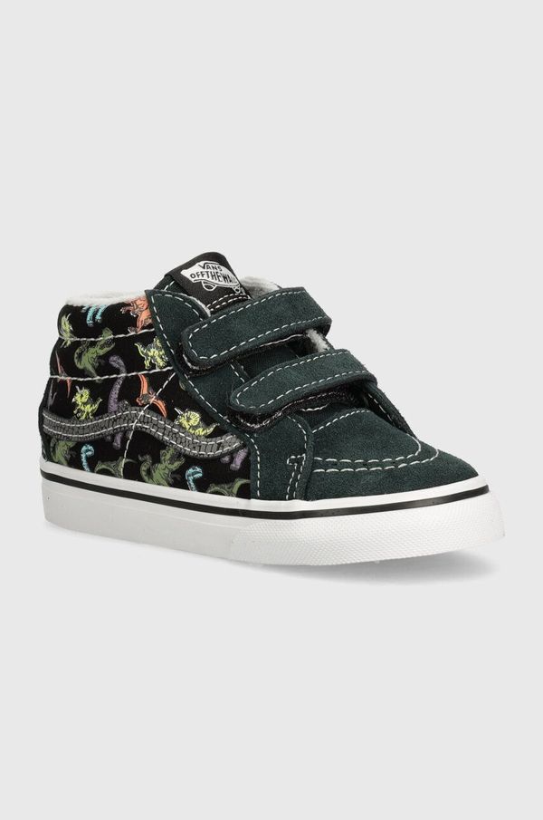 Vans Otroške superge iz semiša Vans SK8-Mid Reissue zelena barva, VN000CQ0BS51