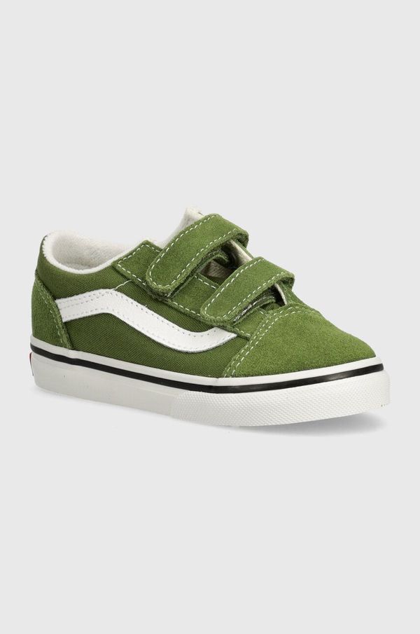 Vans Otroške teniske iz semiša Vans Old Skool zelena barva, VN000CPZCIB1