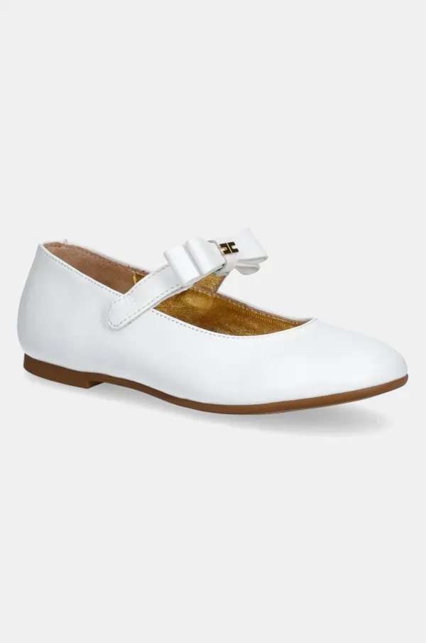 Elisabetta Franchi Otroške usnjene balerinke Elisabetta Franchi bela barva, F1A3-E0203