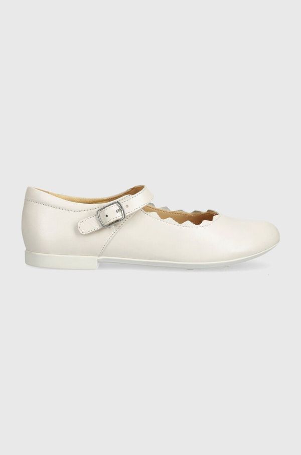 Geox Otroške usnjene balerinke Geox JR PLIE bela barva