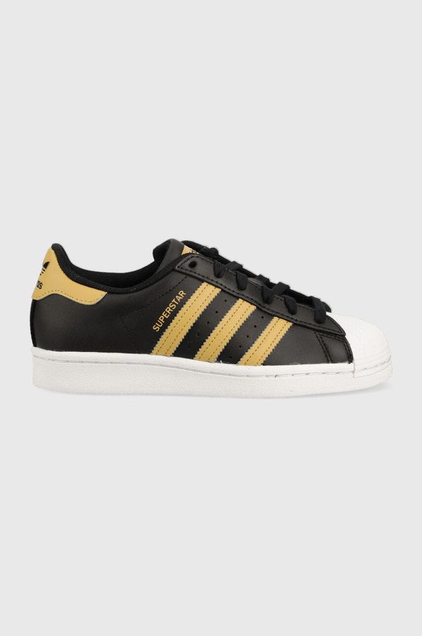 adidas Originals Otroške usnjene superge adidas Originals Superstar črna barva