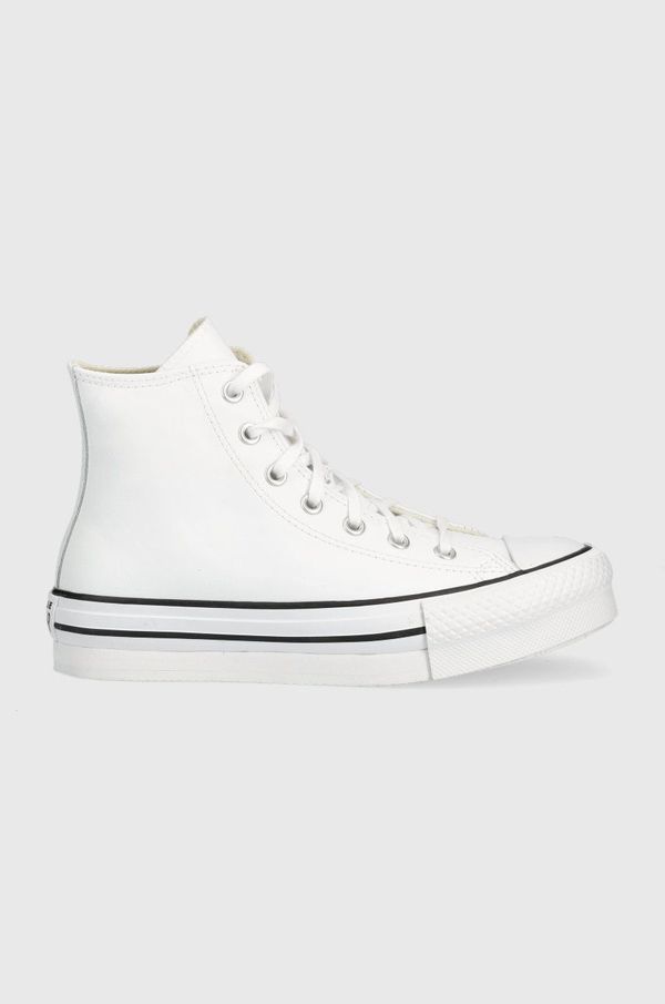 Converse Otroške usnjene superge Converse Chuck Taylor All Star Eva Lift bela barva