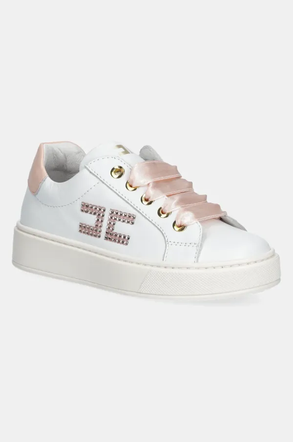 Elisabetta Franchi Otroške usnjene superge Elisabetta Franchi bela barva, F1A9-E0222
