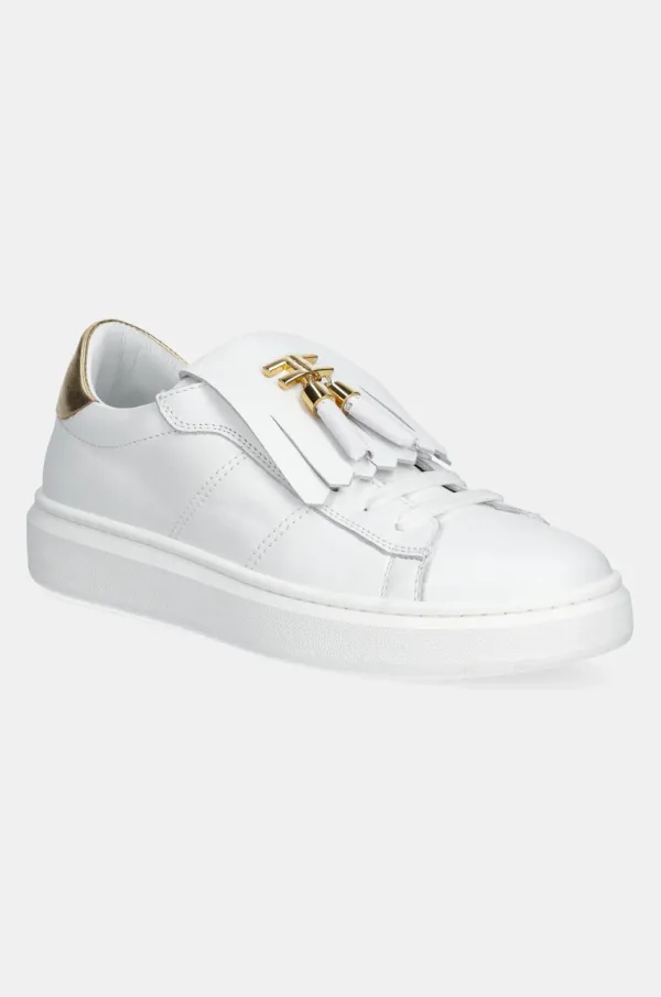 Elisabetta Franchi Otroške usnjene superge Elisabetta Franchi bela barva, F4A9-E0232