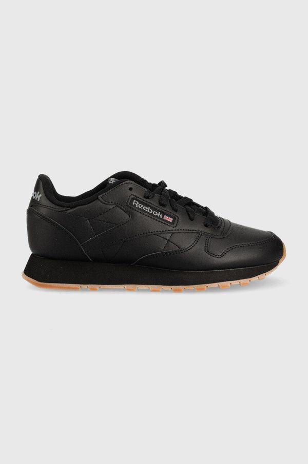 Reebok Classic Otroške usnjene superge Reebok Classic Cl Lthr črna barva