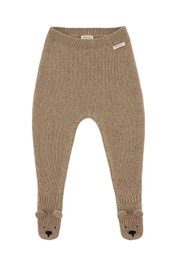 Donsje Otroške volnene hlače s stopalkami Donsje Matsie Merino Wool Leggings Bear