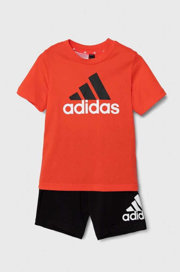 adidas Otroški bombažen komplet adidas LK BL CO T SET oranžna barva, IV7448