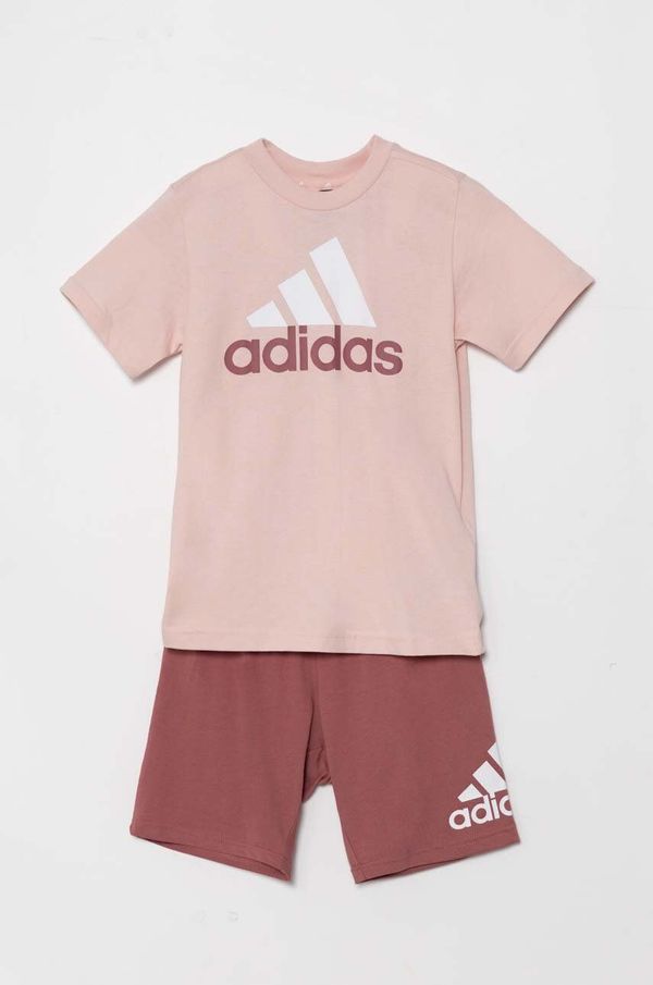 adidas Otroški bombažen komplet adidas LK BL CO T SET roza barva, IX7326