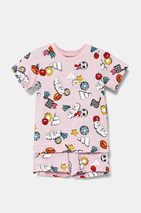 adidas Otroški bombažen komplet adidas roza barva, JI6235