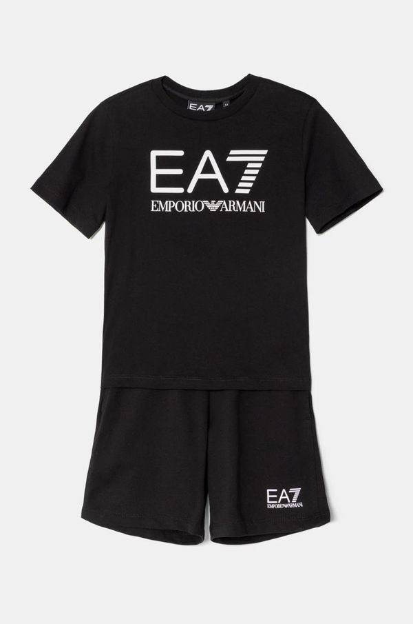 EA7 Emporio Armani Otroški bombažen komplet EA7 Emporio Armani črna barva, 7B000043 AF10378