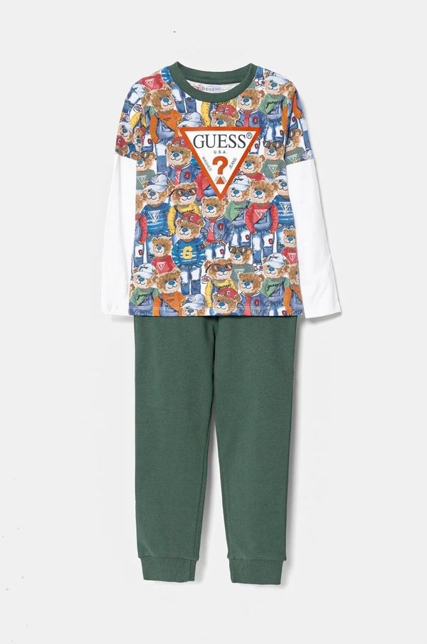 Guess Otroški bombažen komplet Guess zelena barva, N5RG10 K8HM4