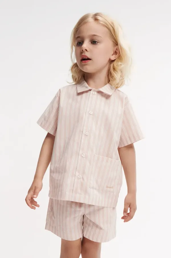 Liewood Otroški bombažen komplet Liewood Leona Stripe Set oranžna barva, LW19795