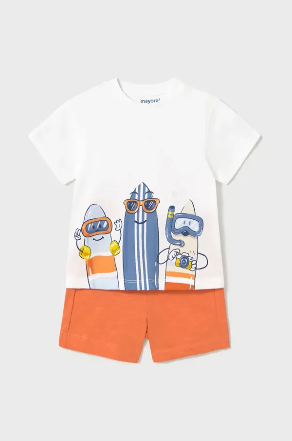 Mayoral Otroški bombažen komplet Mayoral oranžna barva, 1656