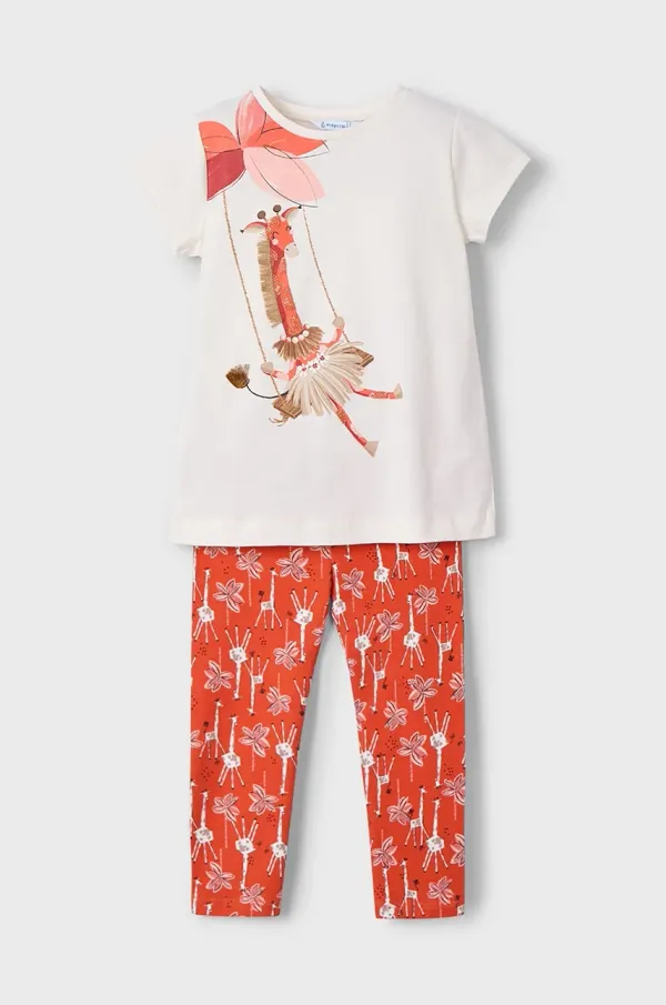 Mayoral Otroški bombažen komplet Mayoral rdeča barva, 3713