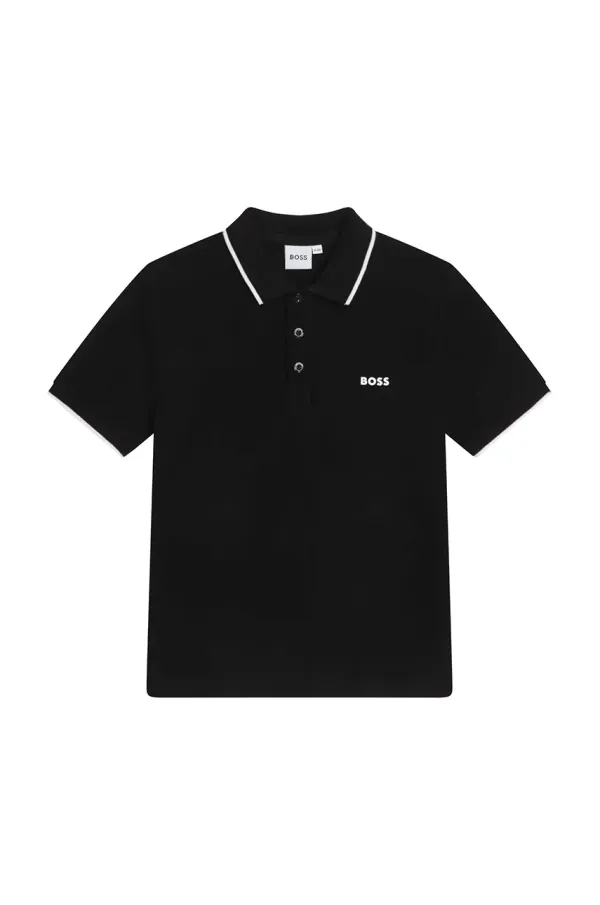 BOSS Otroški bombažen polo BOSS bela barva, J25P26