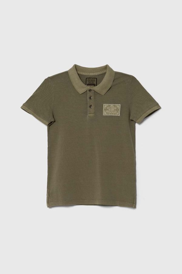 Guess Otroški bombažen polo Guess zelena barva