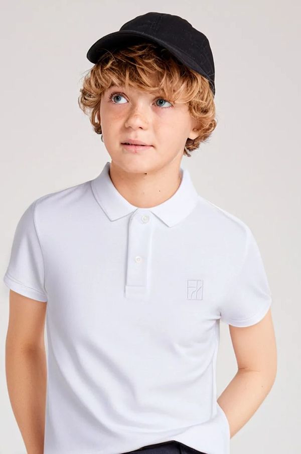 Mayoral Otroški bombažen polo Mayoral bela barva, 6127