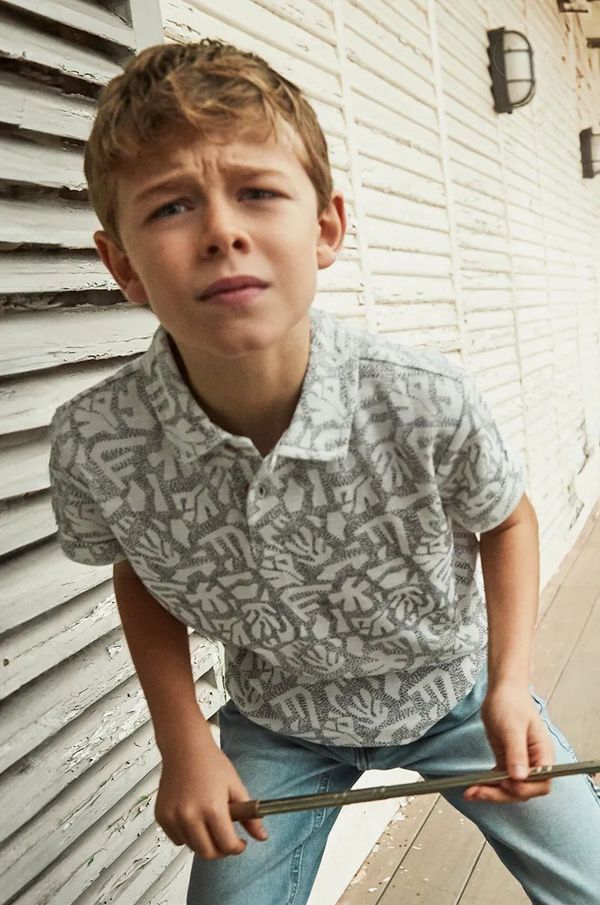 Mayoral Otroški bombažen polo Mayoral bela barva, 6130