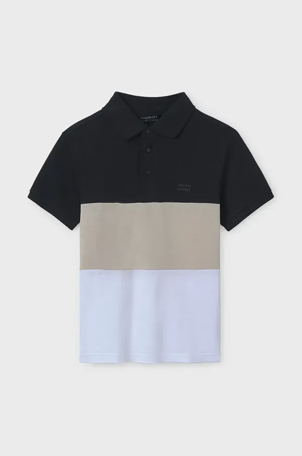Mayoral Otroški bombažen polo Mayoral črna barva, 6132