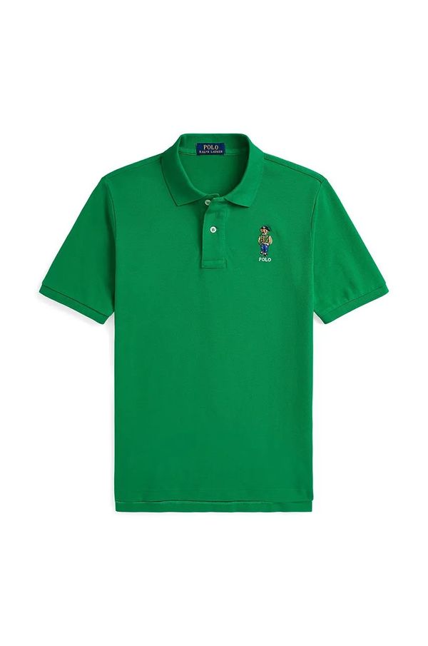 Polo Ralph Lauren Otroški bombažen polo Polo Ralph Lauren zelena barva, 323952585001