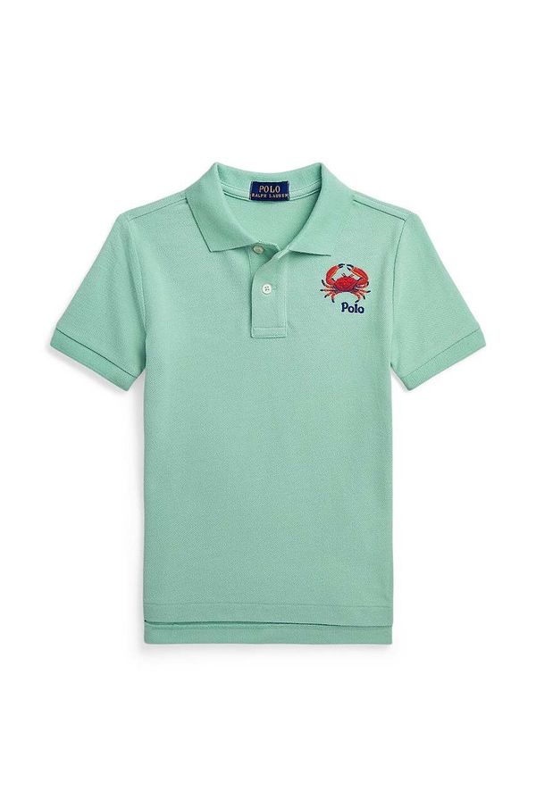 Polo Ralph Lauren Otroški bombažen polo Polo Ralph Lauren zelena barva