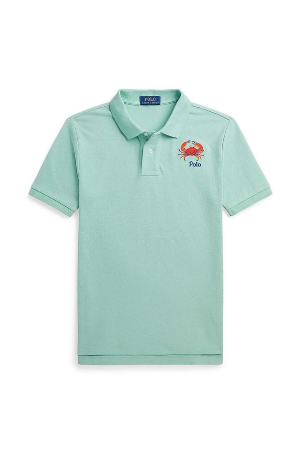 Polo Ralph Lauren Otroški bombažen polo Polo Ralph Lauren zelena barva