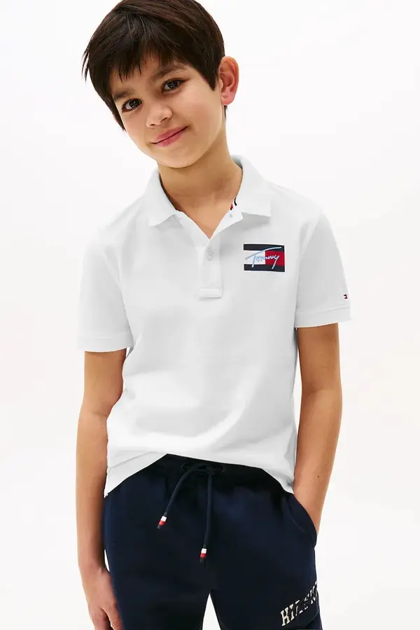 Tommy Hilfiger Otroški bombažen polo Tommy Hilfiger