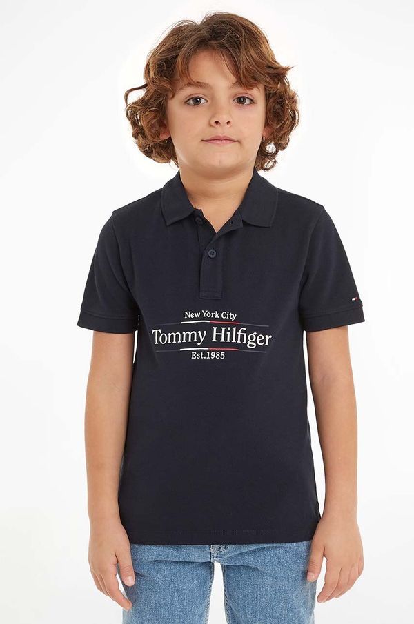 Tommy Hilfiger Otroški bombažen polo Tommy Hilfiger mornarsko modra barva, KB0KB09025