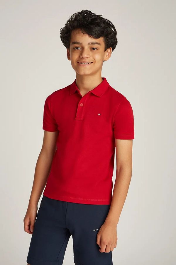 Tommy Hilfiger Otroški bombažen polo Tommy Hilfiger rdeča barva, KB0KB09333