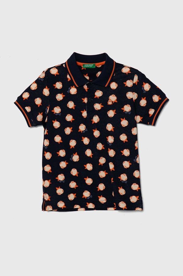 United Colors of Benetton Otroški bombažen polo United Colors of Benetton mornarsko modra barva