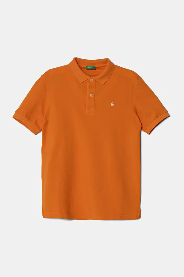 United Colors of Benetton Otroški bombažen polo United Colors of Benetton oranžna barva, 3089C300Q