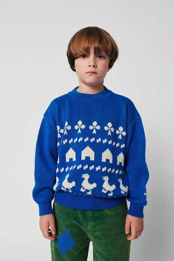Bobo Choses Otroški bombažen pulover Bobo Choses Farm jacquard