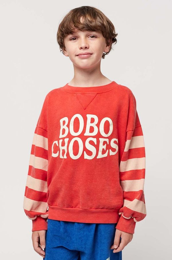 Bobo Choses Otroški bombažen pulover Bobo Choses rdeča barva