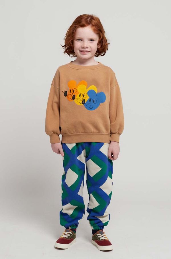 Bobo Choses Otroški bombažen pulover Bobo Choses rjava barva