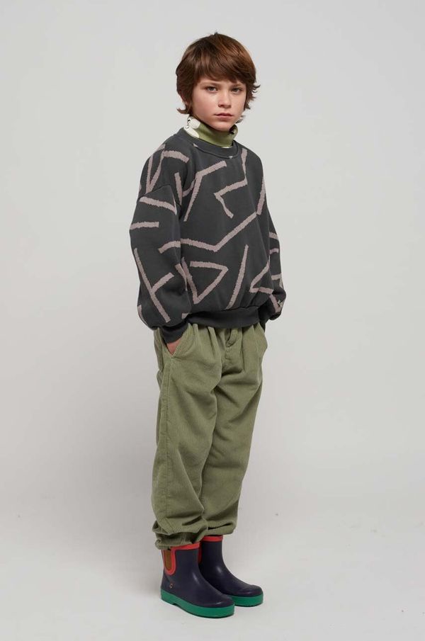 Bobo Choses Otroški bombažen pulover Bobo Choses siva barva