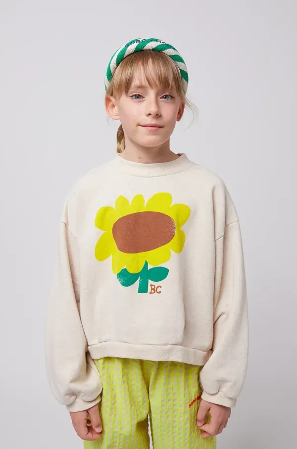 Bobo Choses Otroški bombažen pulover Bobo Choses Sunflower bež barva, 125AC041