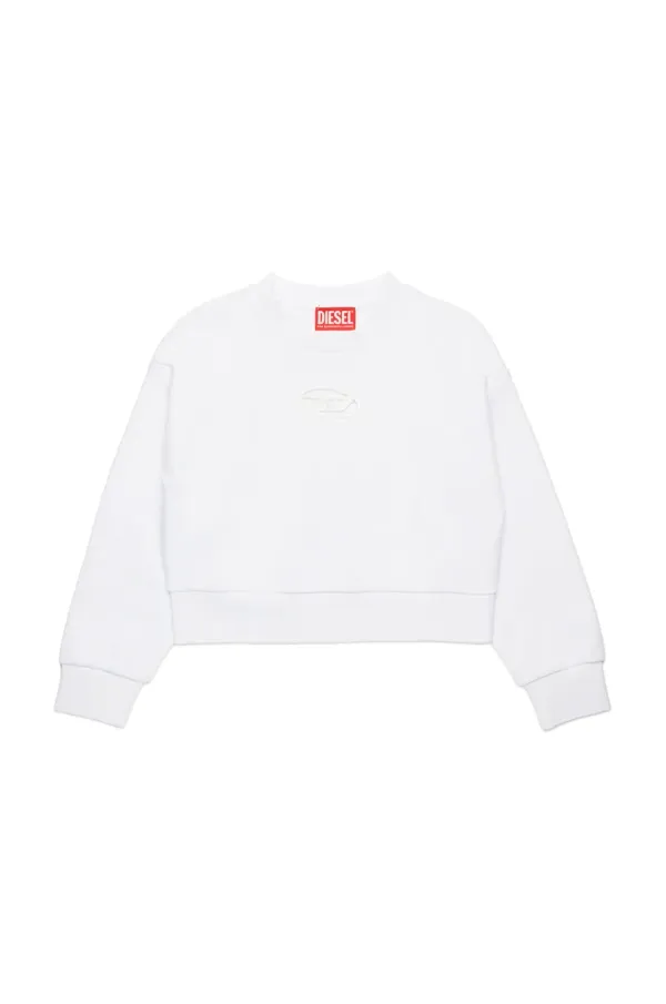 Diesel Otroški bombažen pulover Diesel STRASLIUM SWEAT-SHIRT bela barva, J01826